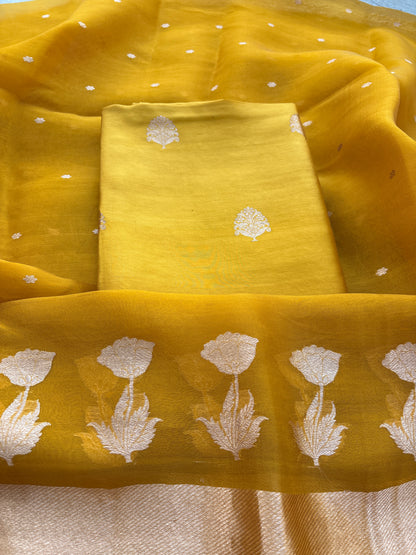 Mustard mango silk 3 piece suit set