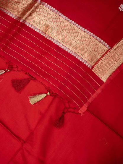 Red Kora silk kadhwa suit set