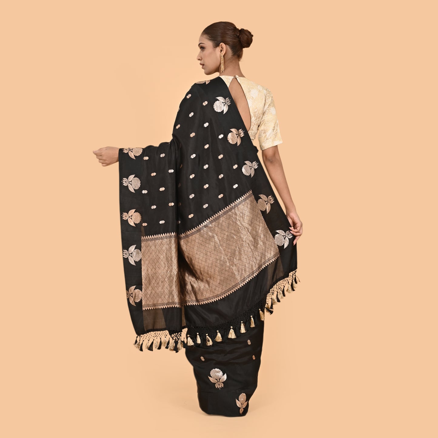 Black pure silk kadhwa saree