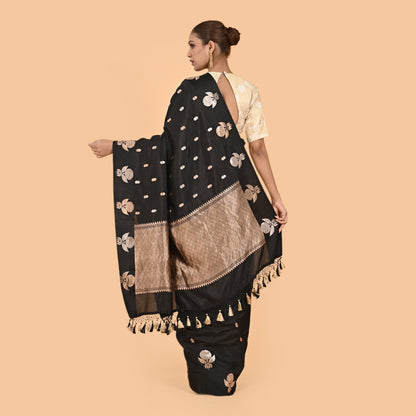 Black pure silk kadhwa saree