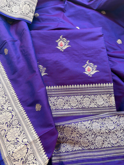 Purple katan by katan silk meenadar suit set