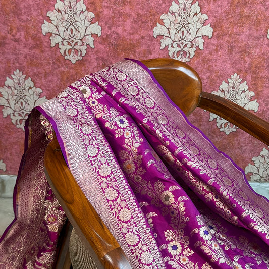 Purple katan silk meendar dupatta
