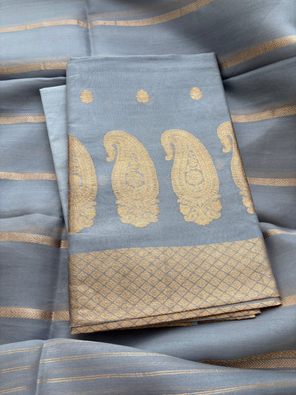 Grey kora silk suit set
