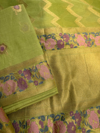 Green Chanderi meenadar suit set