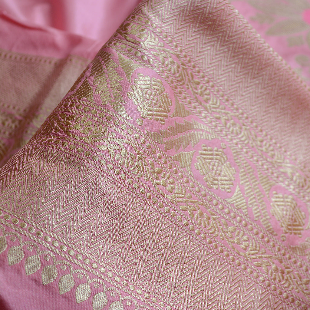Pink jaal work katan by katan suit set