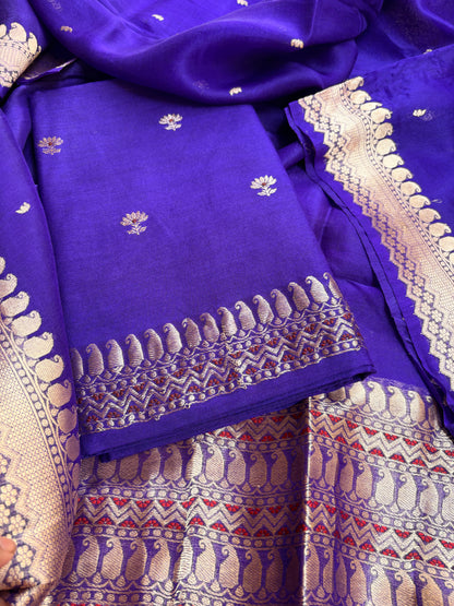 Purple moonga silk kurta, bottom , kora kadhwa silk dupatta