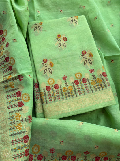 Green Chanderi meenadar suit set