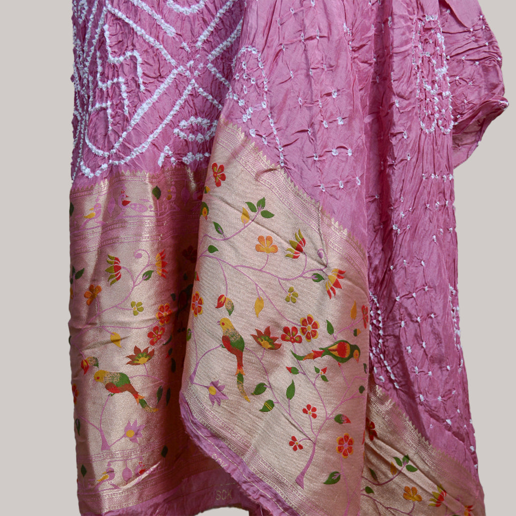 Onion Pink bandhani Paithani suit set