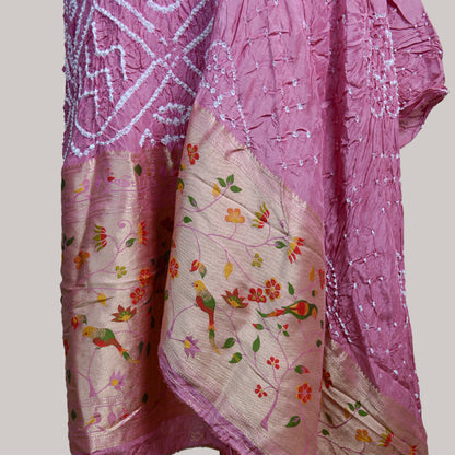Onion Pink bandhani Paithani suit set