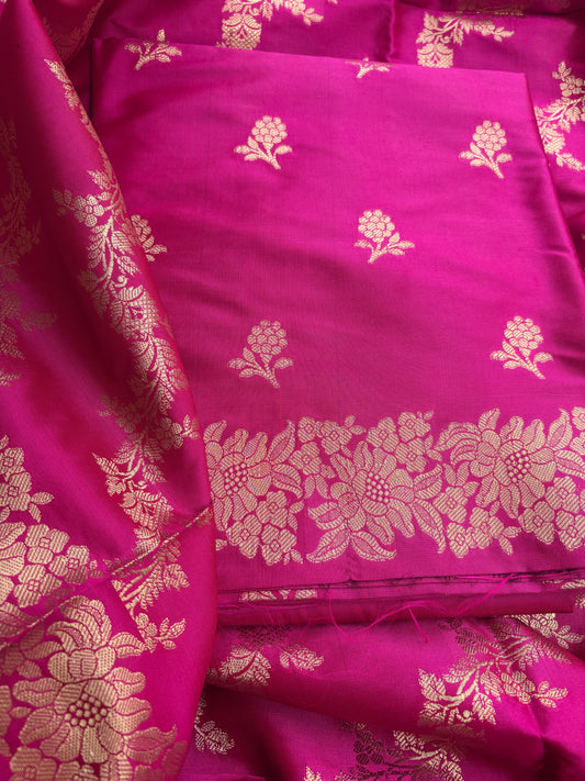 Pink premium Banarasi silk 3 piece suit set