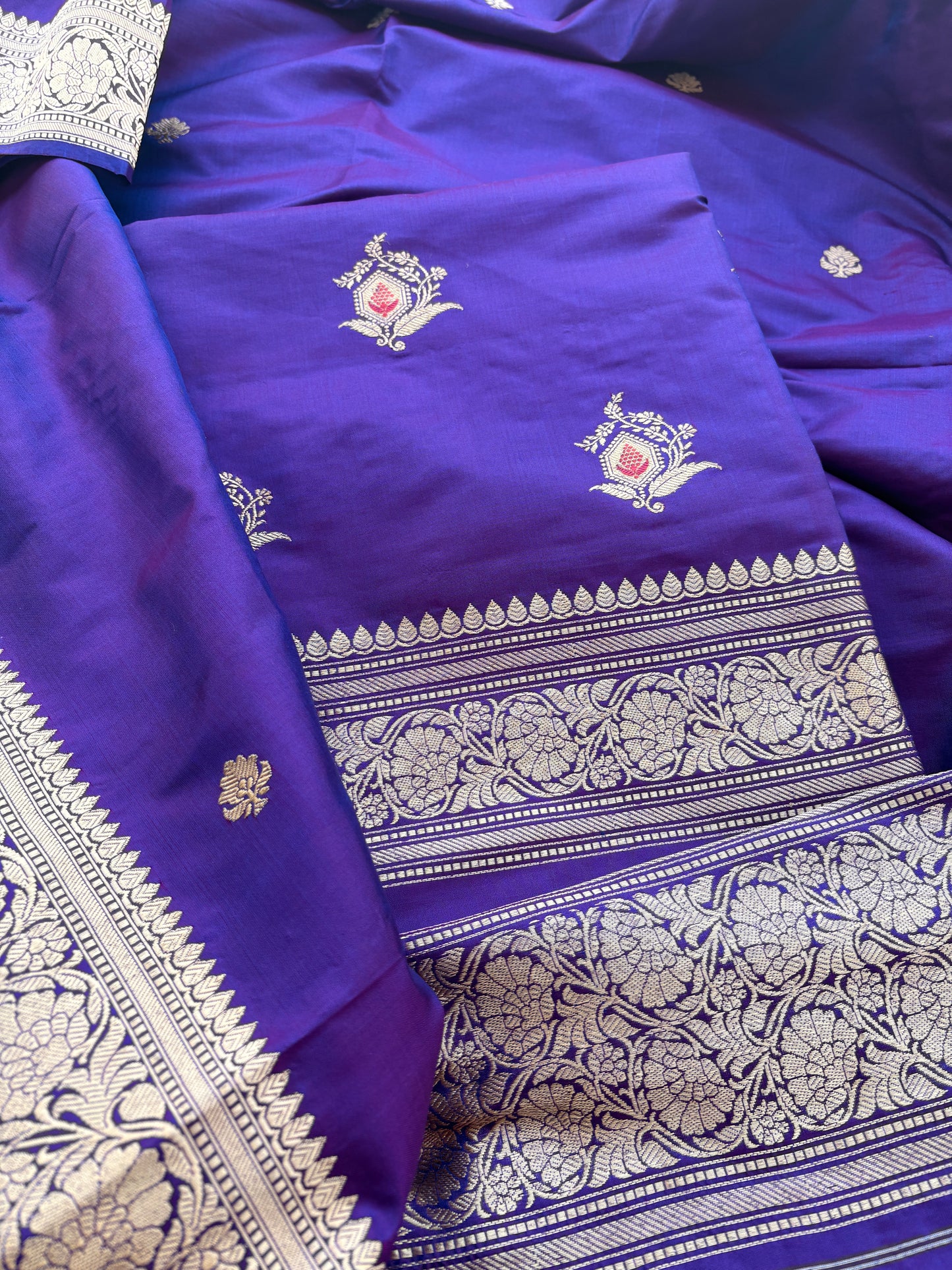 Purple katan by katan silk meenadar suit set