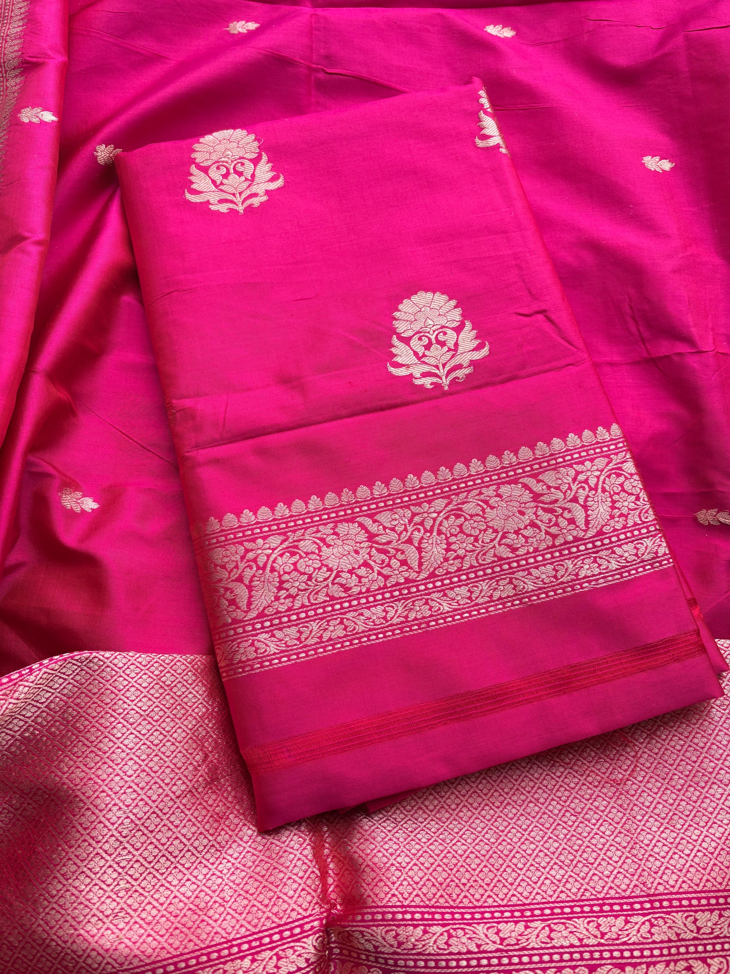 Pink katan by katan kadhwa silk suit set