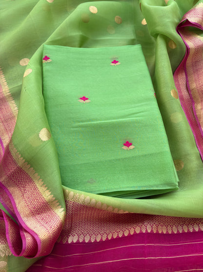 Green Kadhwa suit with shaded  dupatta
