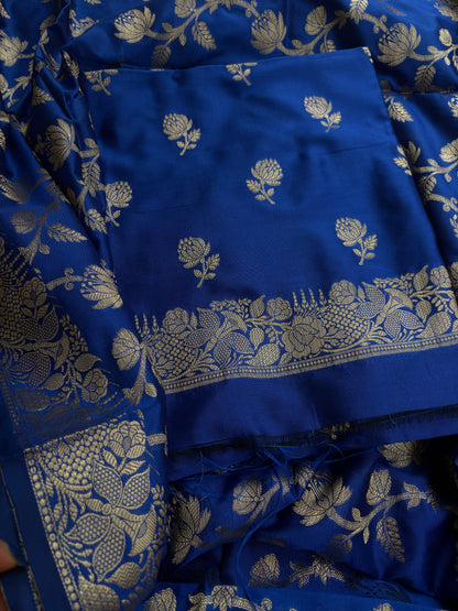 Blue premium Banarasi 3 piece suit set