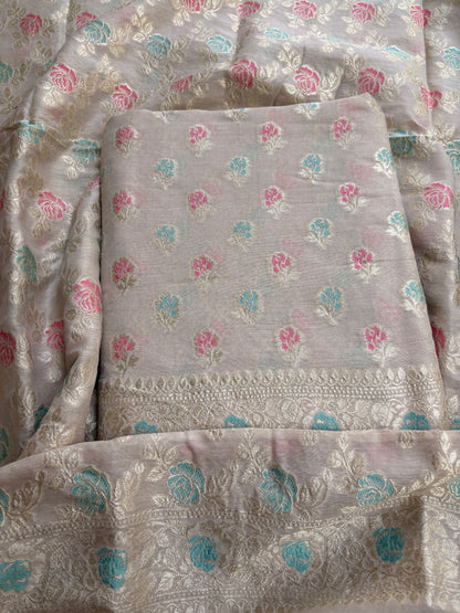 Cream moonga silk meenadar suit set