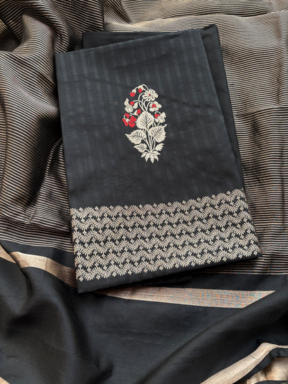 Black mango silk kadhwa meenadar suit set ( Fm 23)