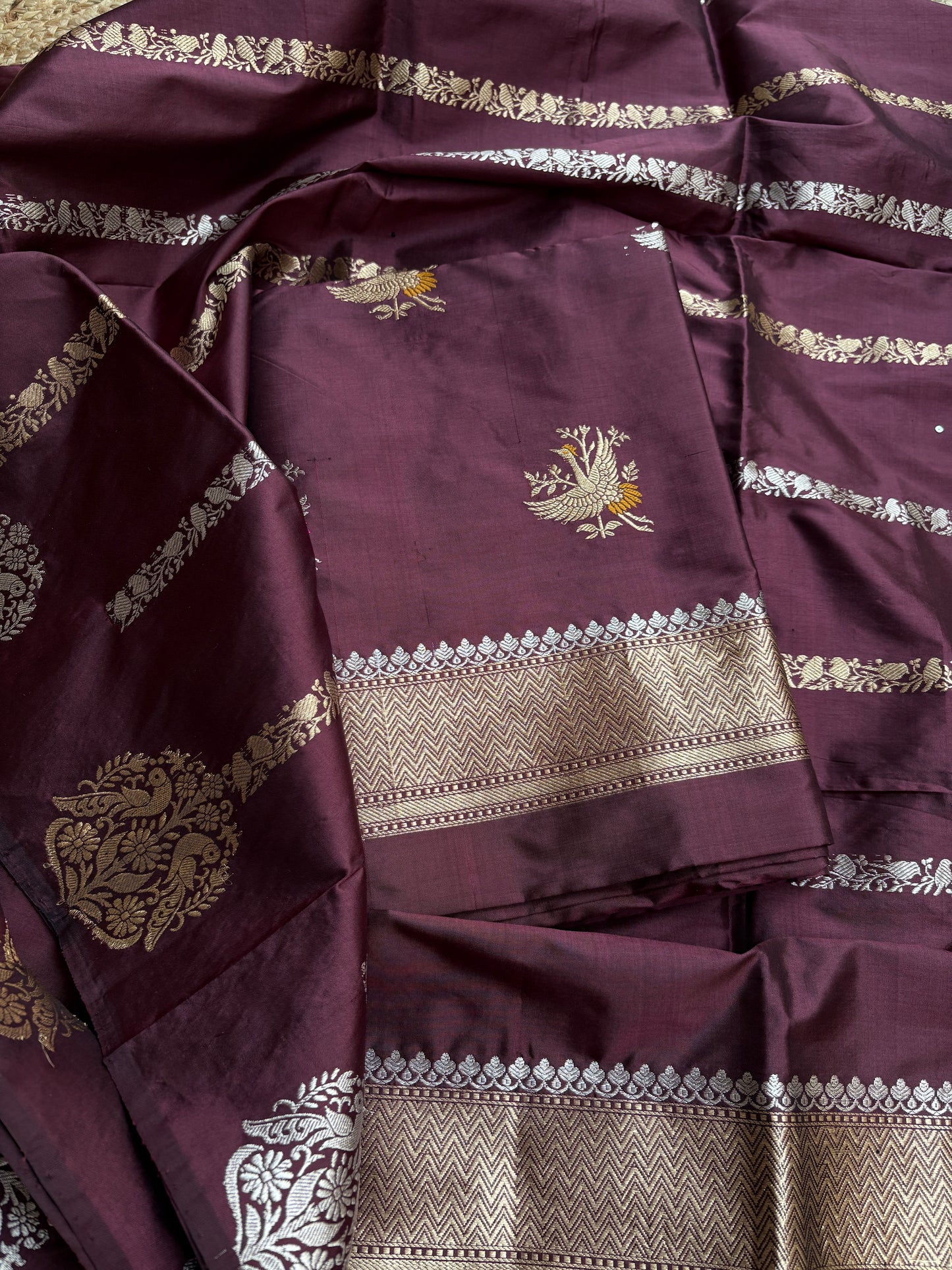 Coffee mango silk suit set