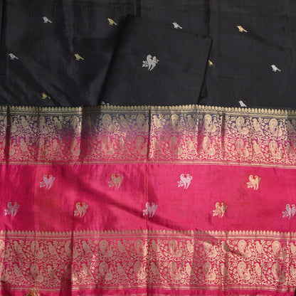 Black mango silk shaded dupatta suit set