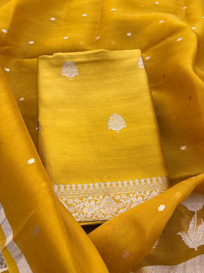 Mustard mango silk 3 piece suit set