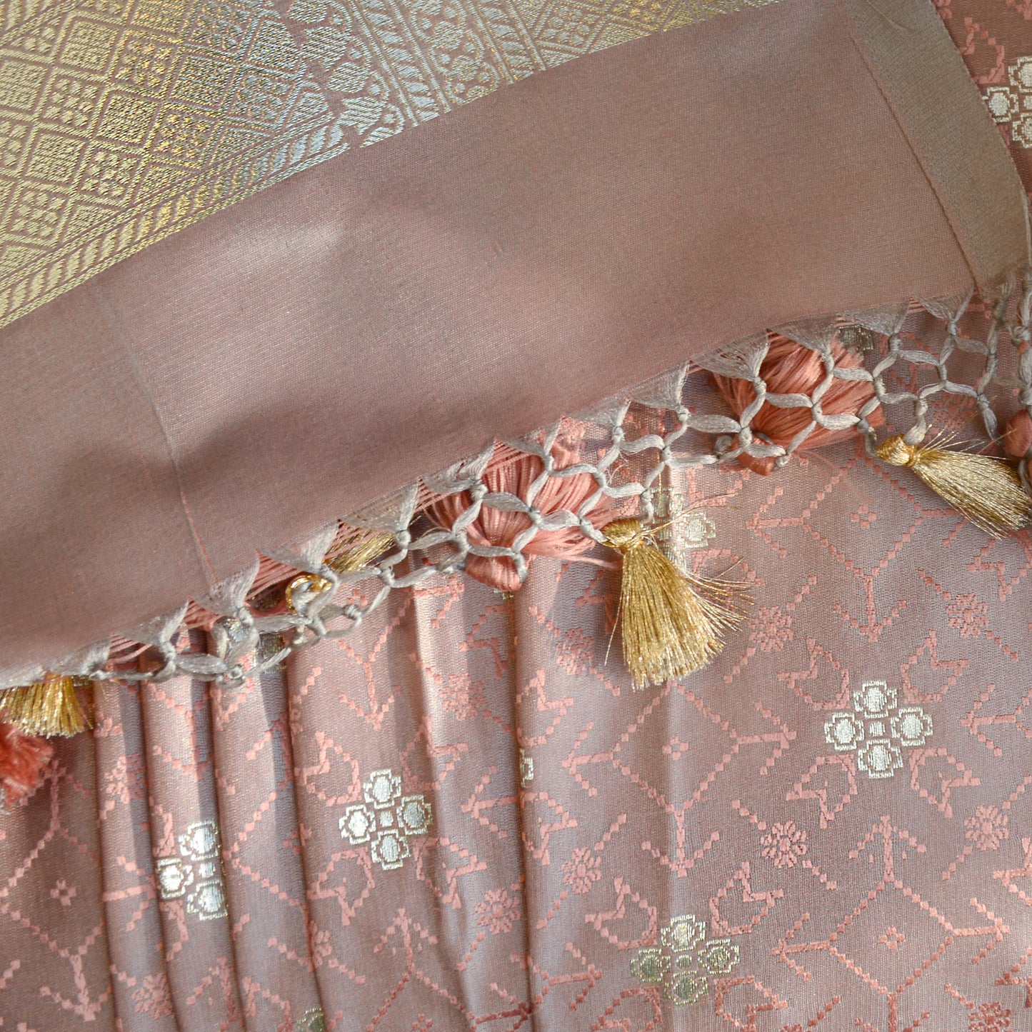 Peach mashru silk saree
