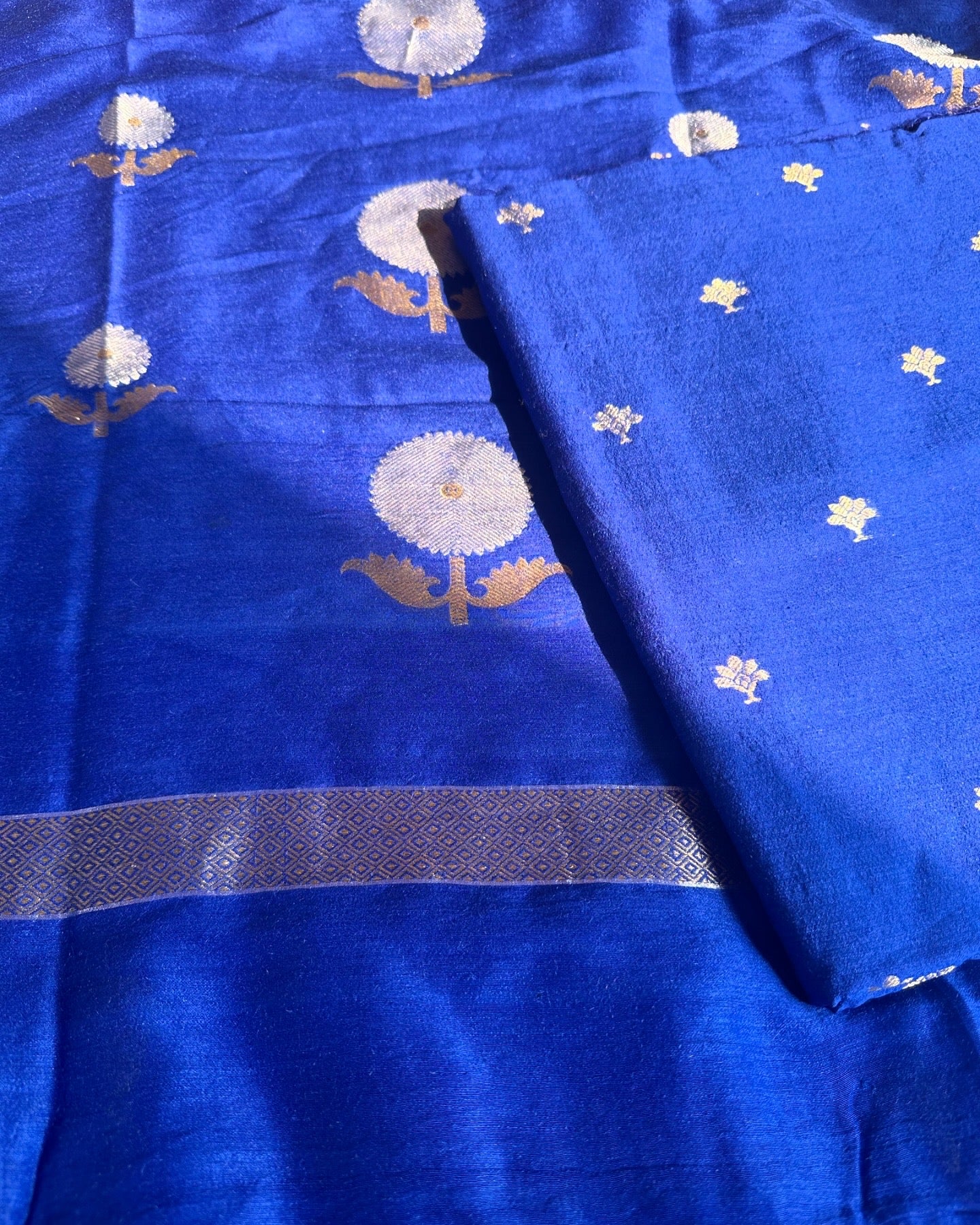 Blue pure moonga silk 3 piece suit