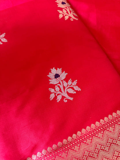 Red meenadar pure katan silk suit