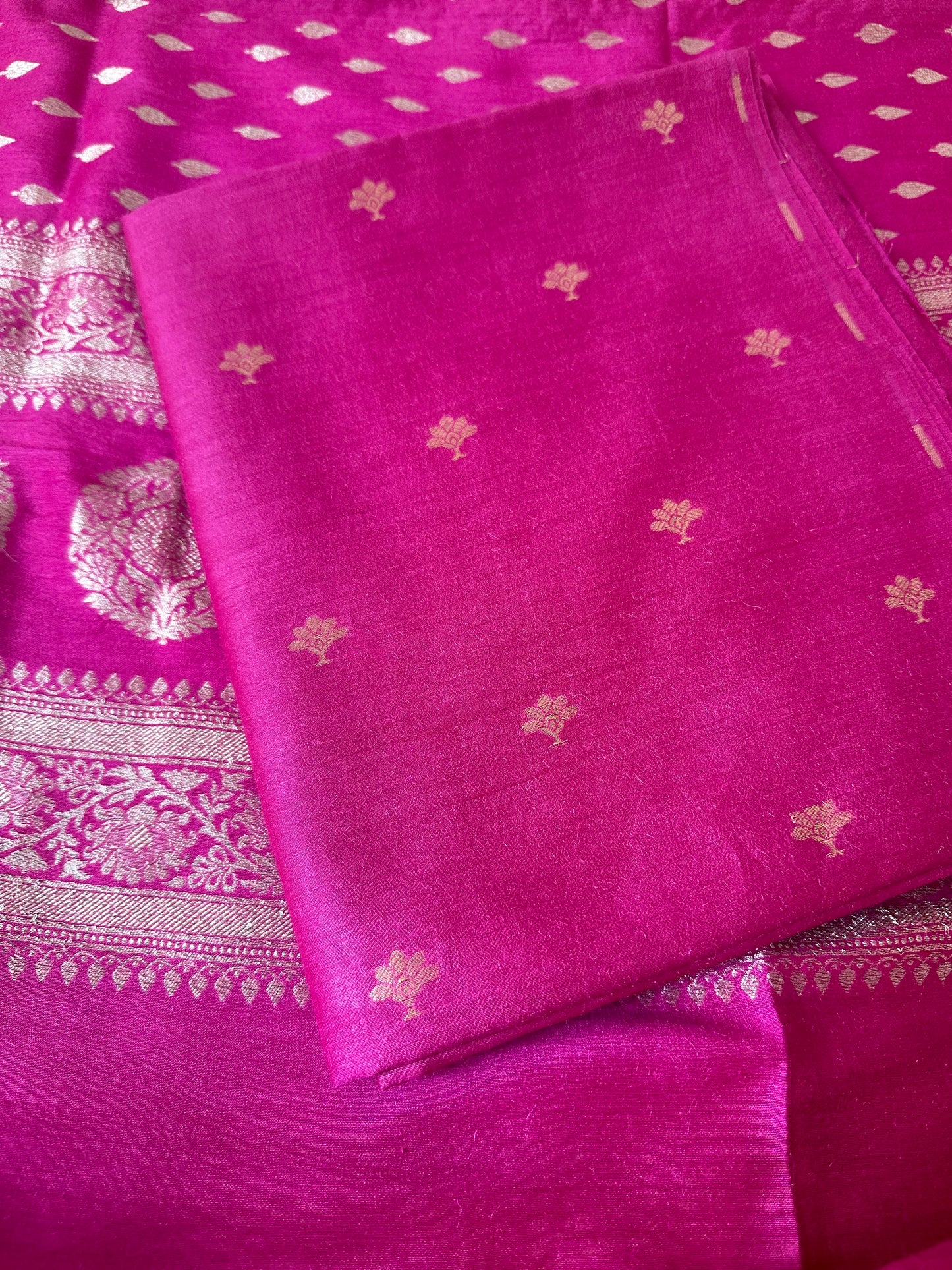 Magenta moonga silk suit