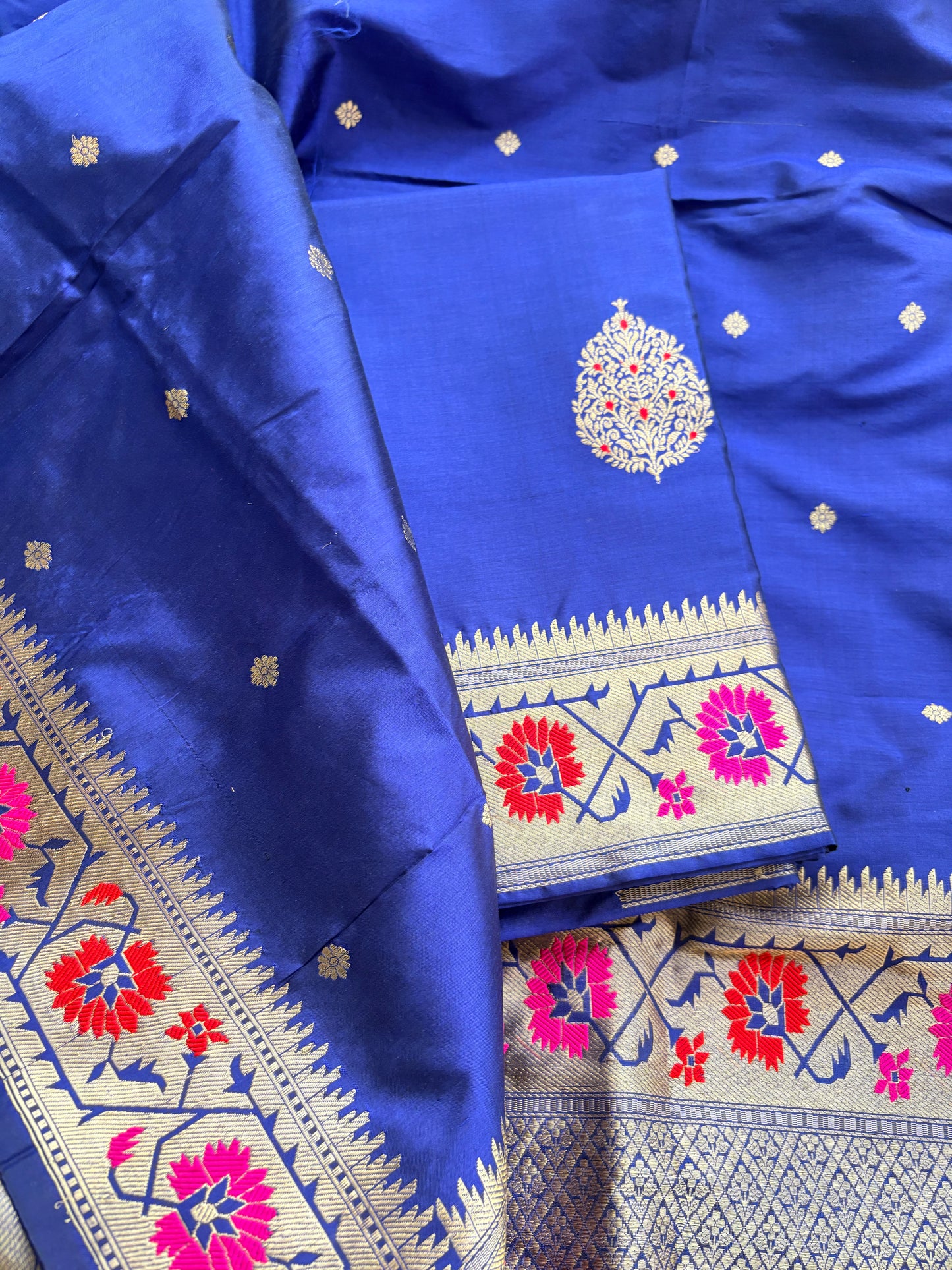 Blue katan by Katan silk kadhwa paithani weave suit set
