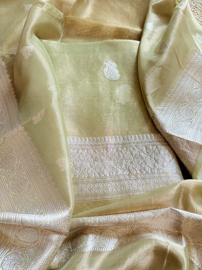 Green tissue kadhwa suit set