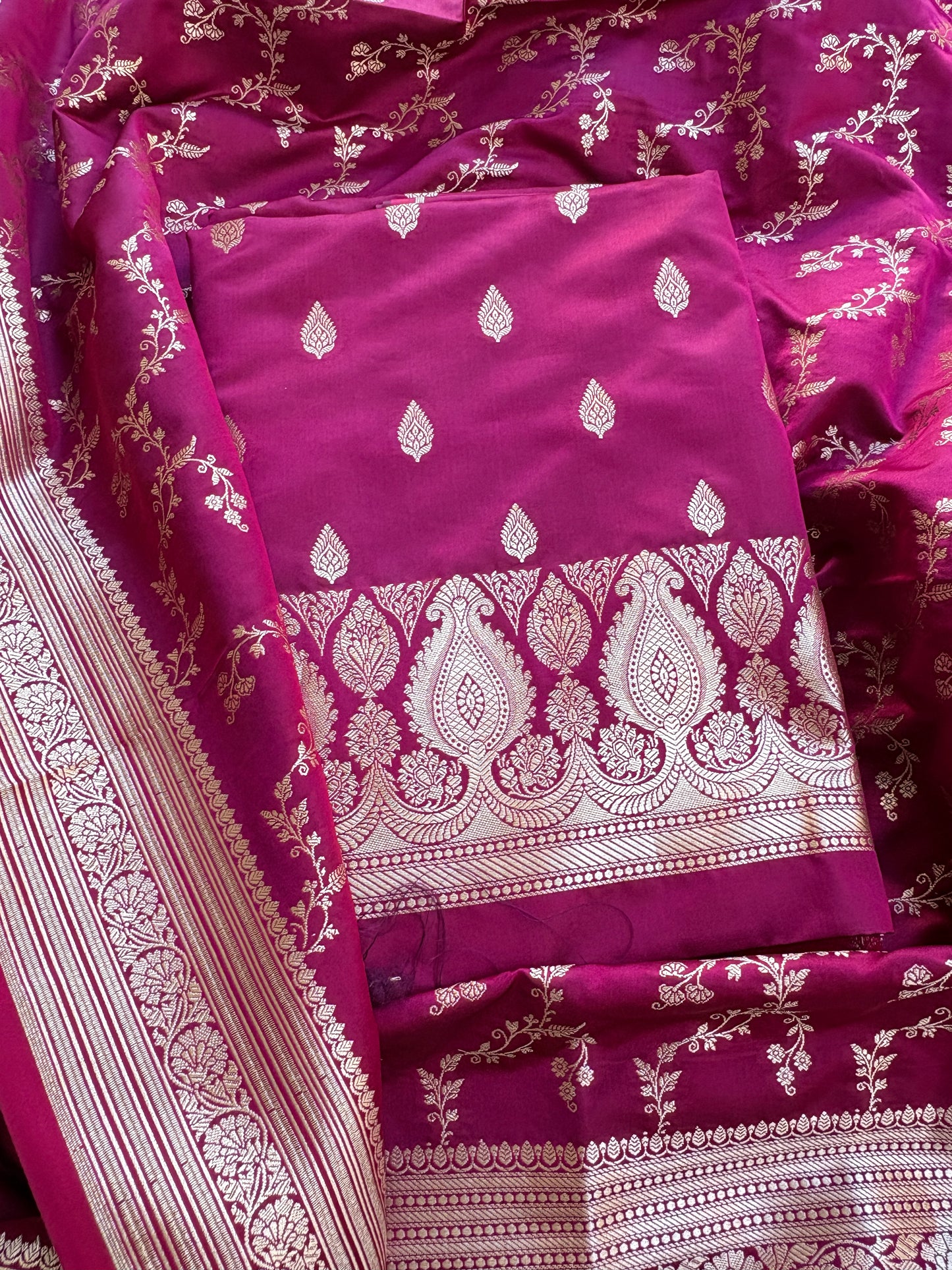 Wine mashru silk suit set