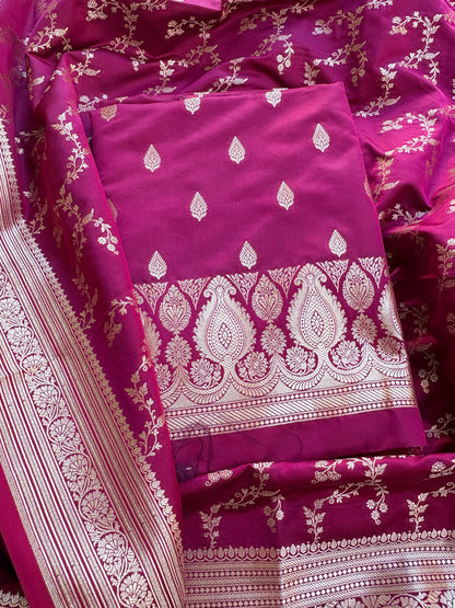 Wine mashru silk suit set