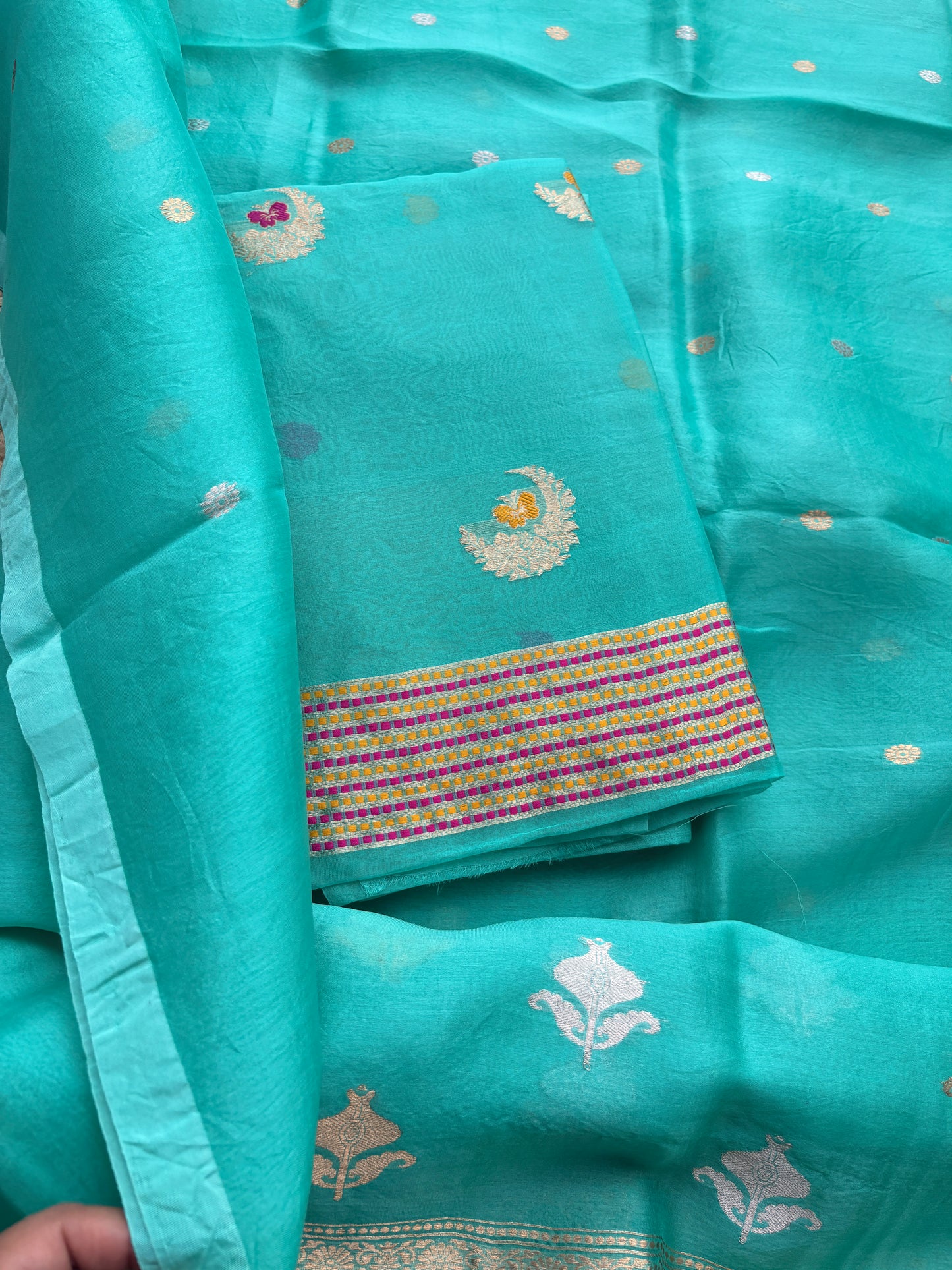 Blue Chiniya kora suit set