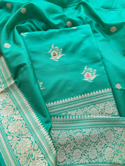 Turq katan by katan silk kadhwa suit set