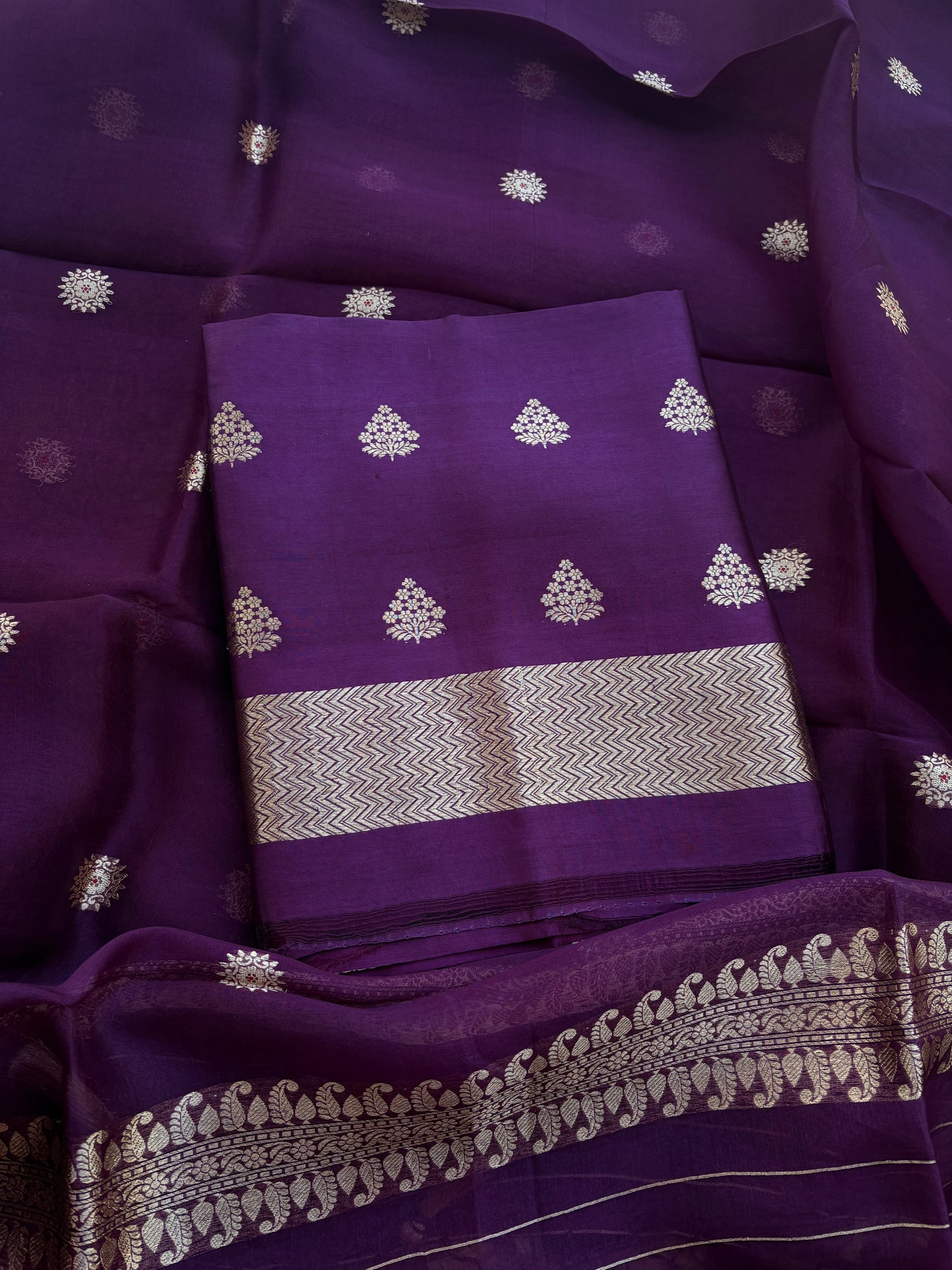 Purple mango silk kadhwa suit set