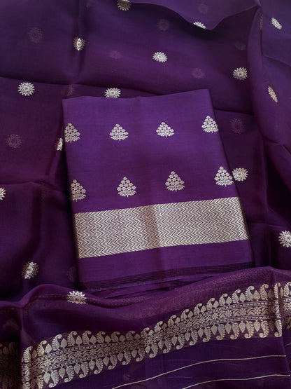 Purple mango silk kadhwa suit set