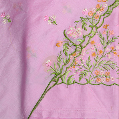 Pink Chanderi silk embroidered suit set