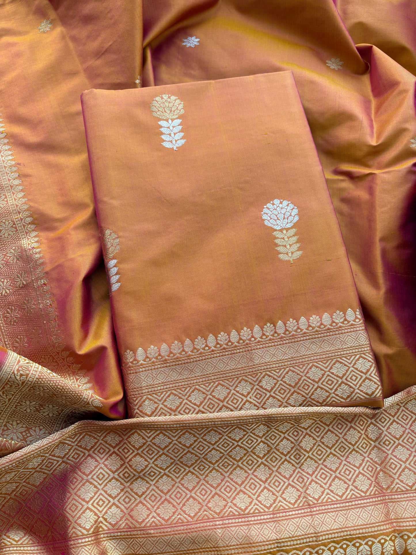 Rust katan by katan silk suit set