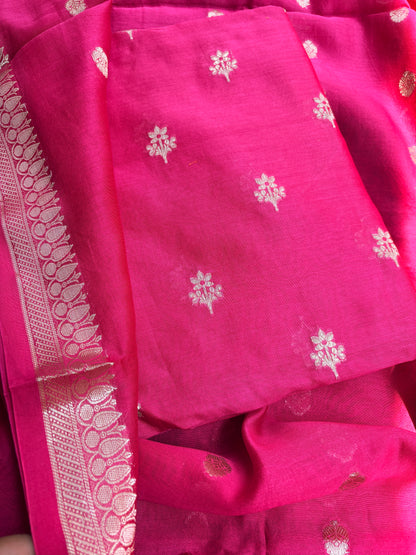 Pink Chanderi silk 3 piece suit set