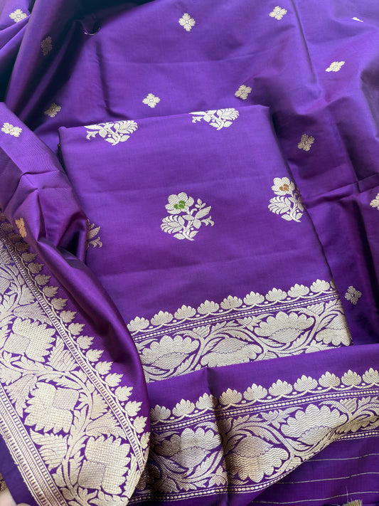 Purple katan by katan silk meenadar suit set