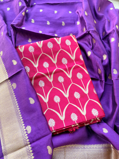 Magenta purple Chiniya silk suit set