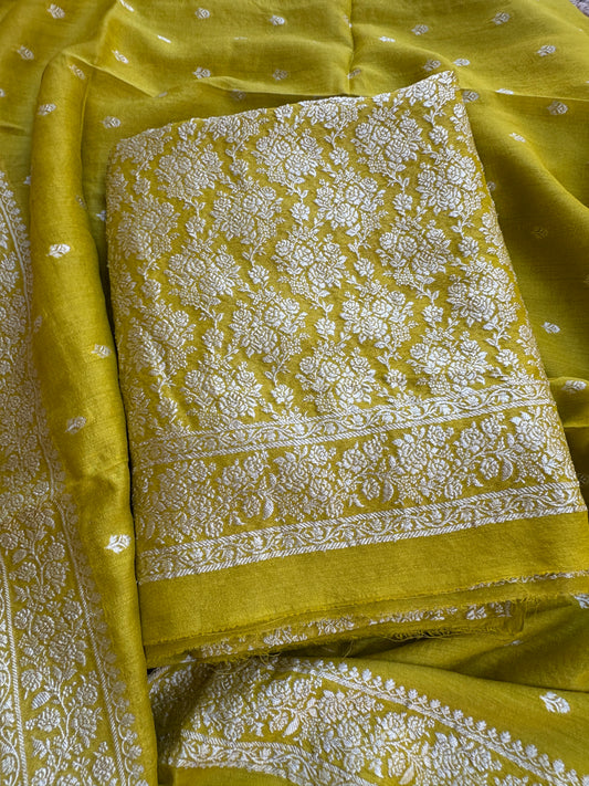 Lime moonga silk suit set