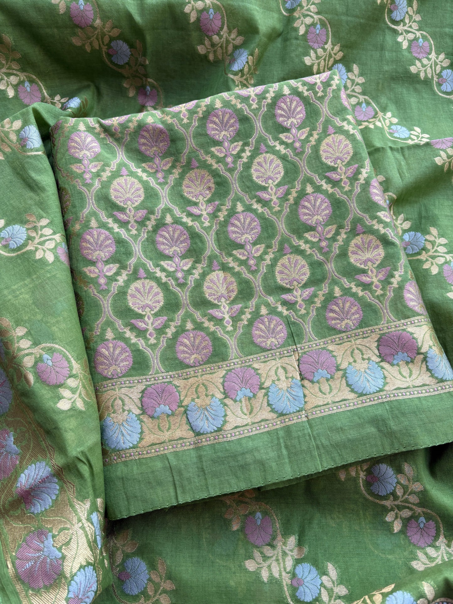 Green meenadar Chanderi suit  set