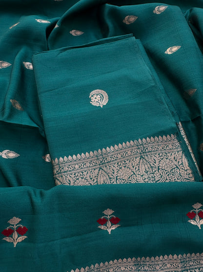 Green Chiniya silk suit set