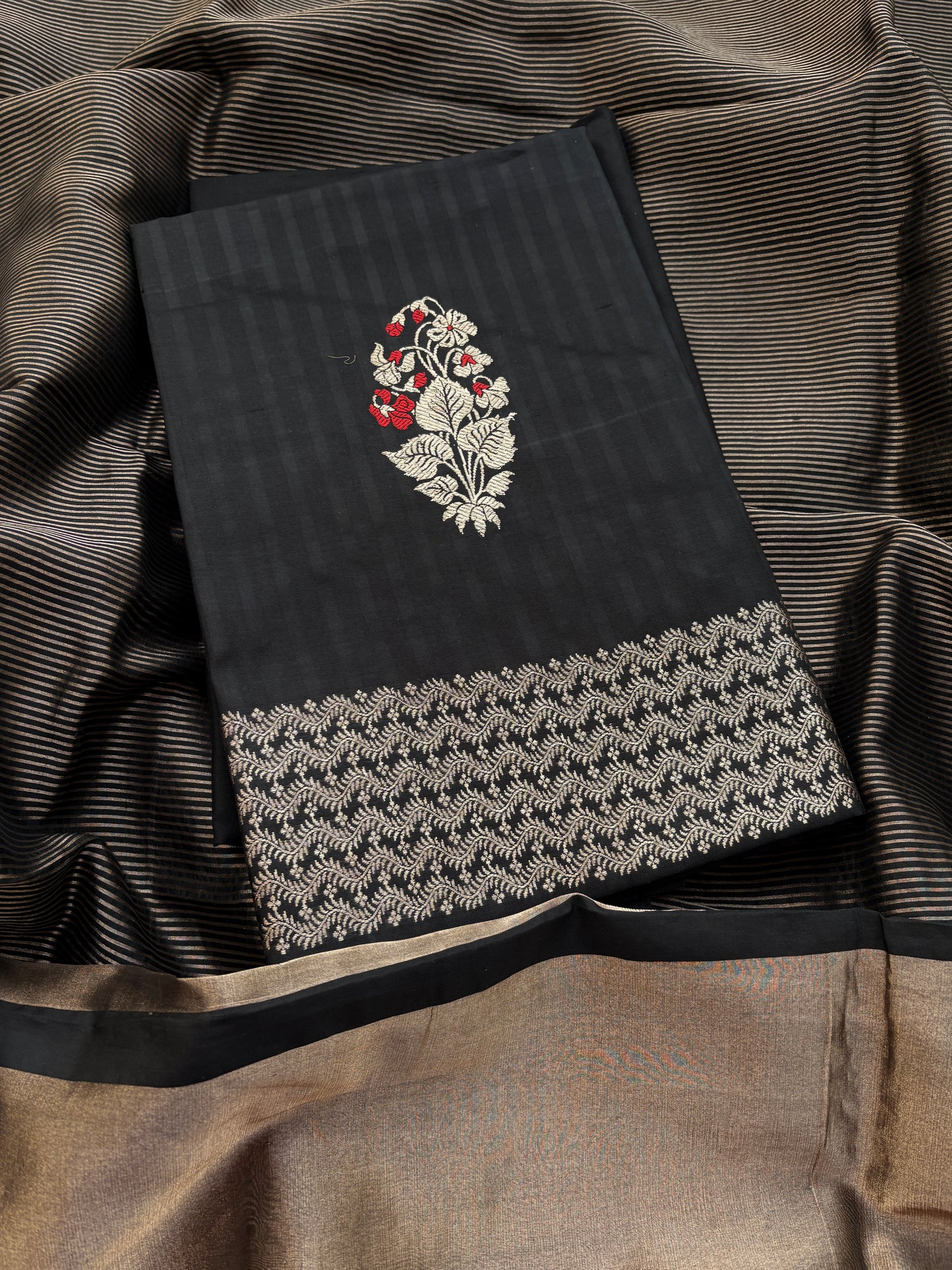 Black mango silk kadhwa meenadar suit set ( Fm 23)