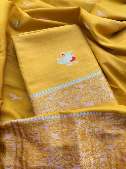 Yellow mango silk 3 piece suit set