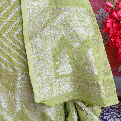 Green bandhani radha krishna suit set