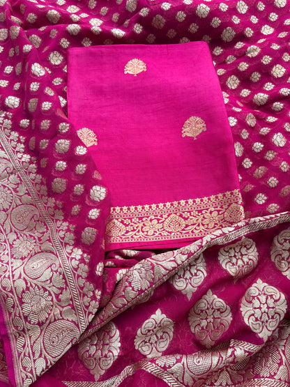Pink mango silk kurta , bottom and georgette dupatta