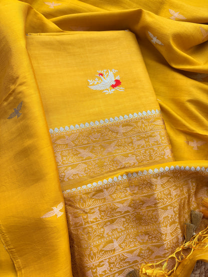 Yellow mango silk 3 piece suit set