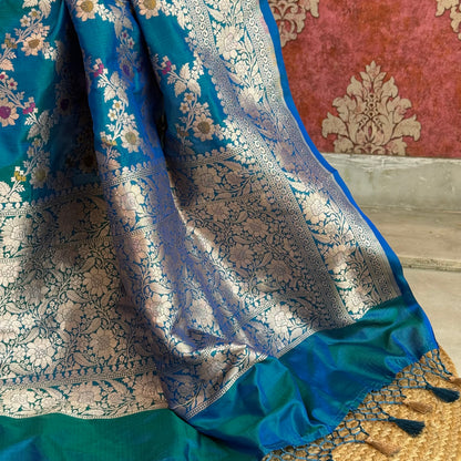 Firozi dhoop chau meendar katan silk dupatta