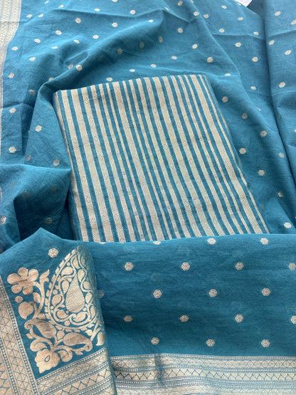Green Chanderi zari weaving suit set (88)